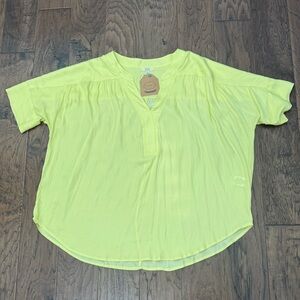NWT Kori America Lemon Yellow Women's Blouse size medium